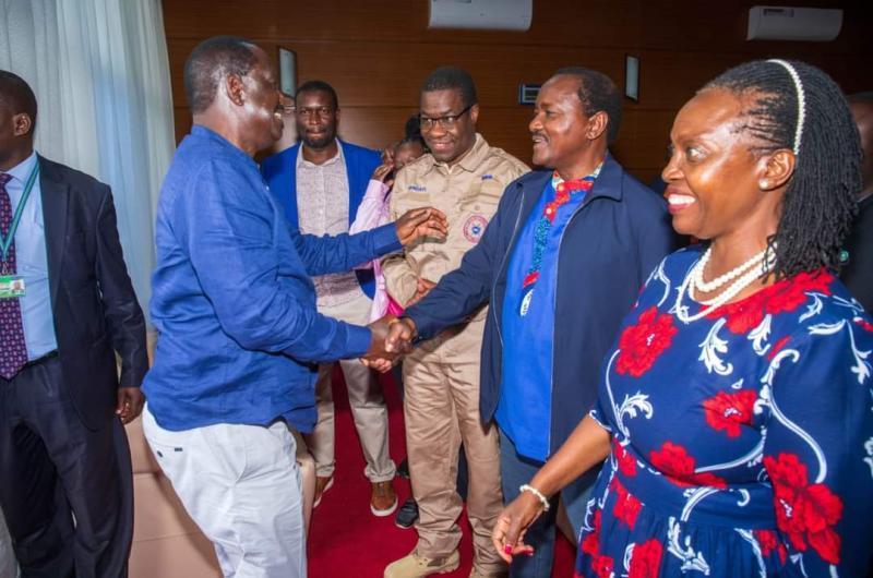 File image of Raila Odinga being received at JKIA.
